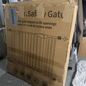 Cumbor 29.7-46" Baby Gate for Stairs, Mom's Choice Awards Winner Black Open Box